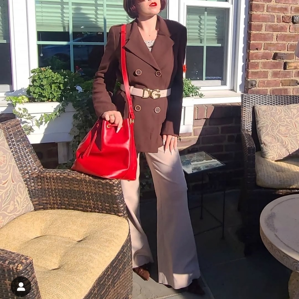 Red YSL Medium Emmanuelle Bucket Bag